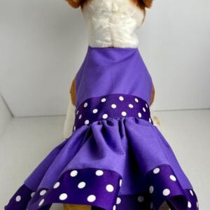 Handmade Purple Polka Dot Cotton Dog Dress - Small Puppy Outfit